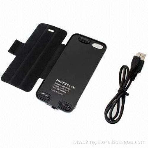 Back battery for iPhone5, 2,600mAh charger case with leather protected cover